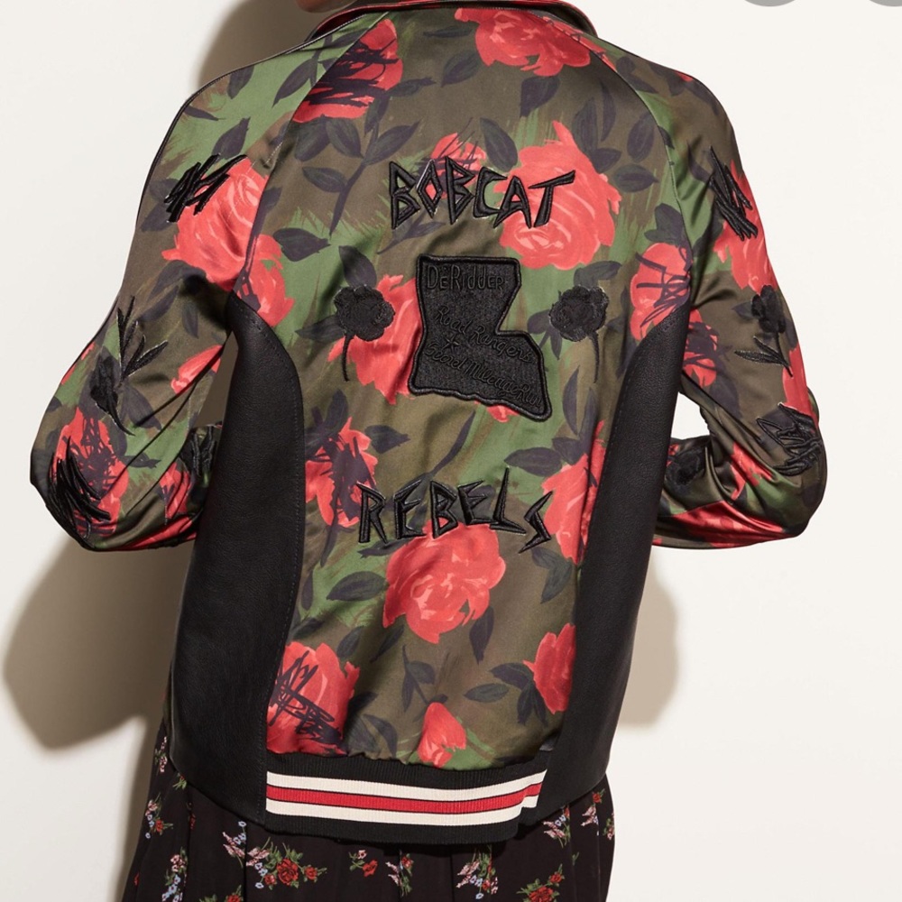 Coach Camo Rose Varsity Jacket With Raglan Sleeve - Picture 2 of 6